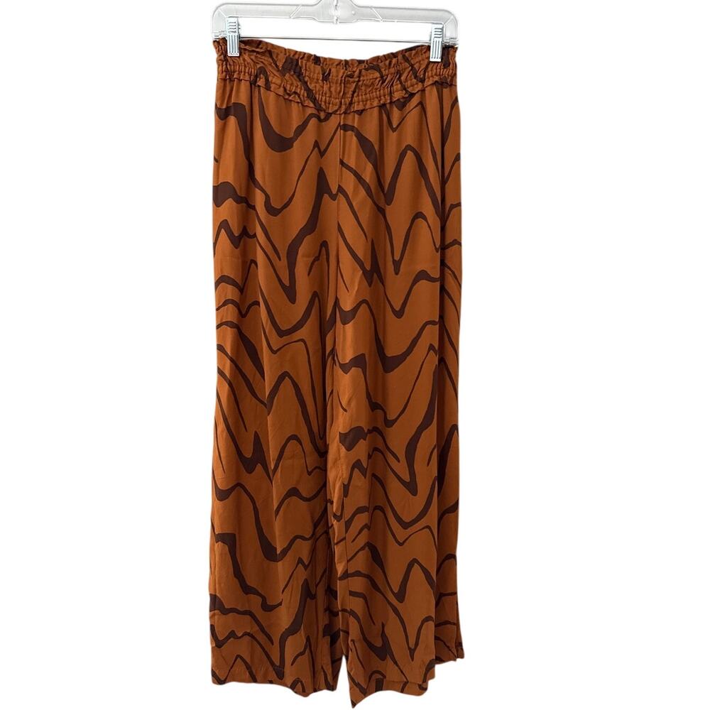 Anthropologie Split Hem Wide Leg Pull On Pants‎ in Abstract Brown Size Small - Picture 11 of 12